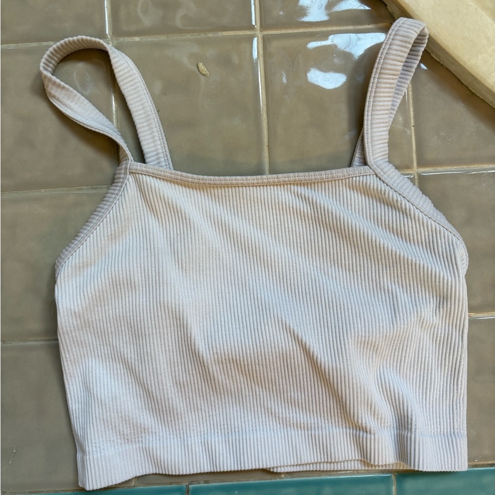 Colsie Ribbed Beige Tank Top - Picture 1 of 3